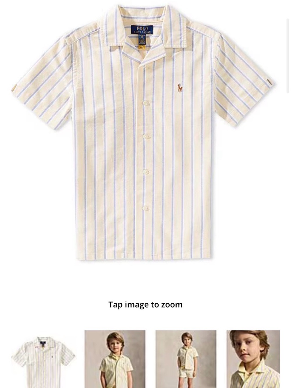 Ralph Lauren Boy Short-Sleeve Yellow and Blue Oxford Camp Shirt & Shorts Set